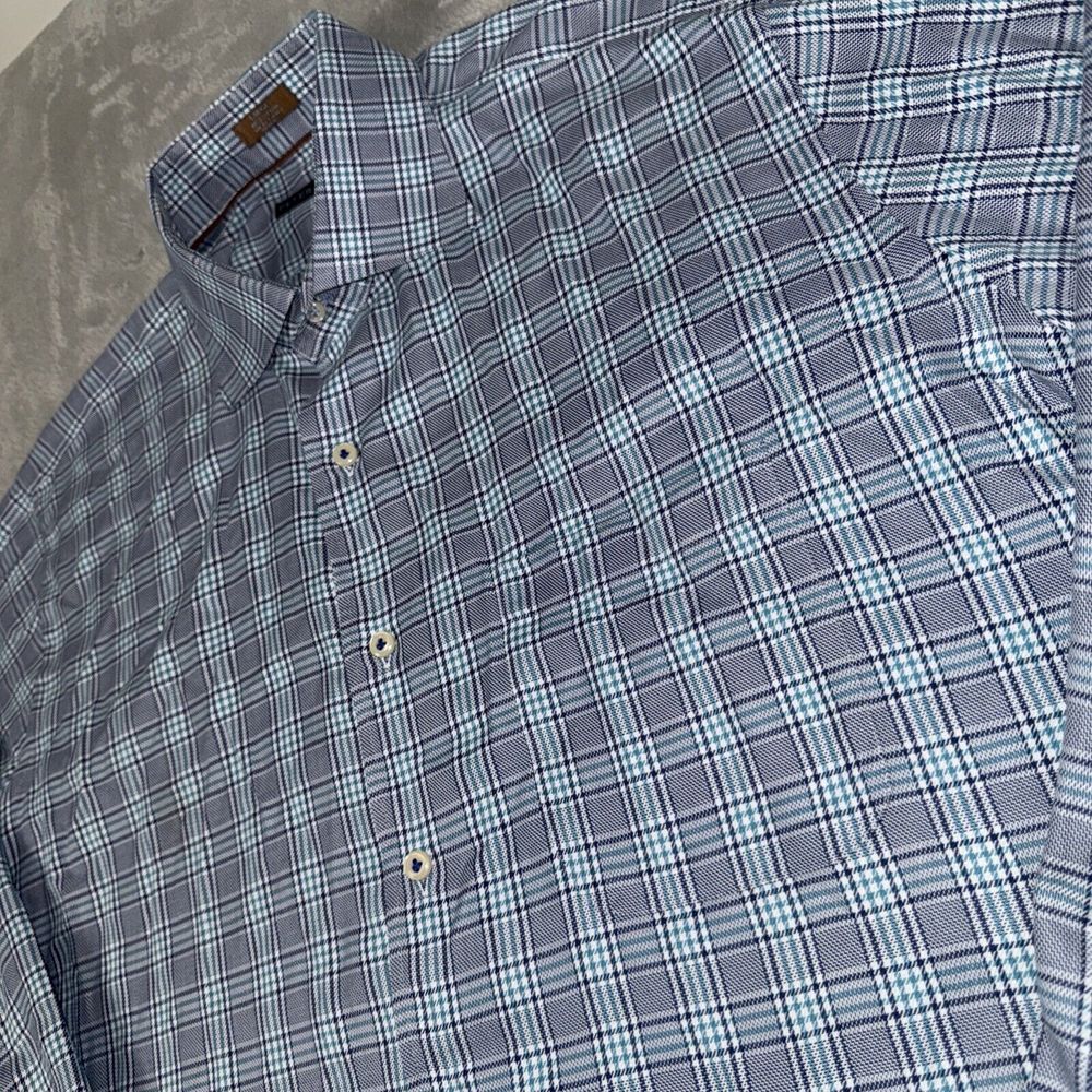 Peter Millar Long‎ Sleeve Button Shirt Mens Large Houndstooth Plaid - Picture 5 of 9
